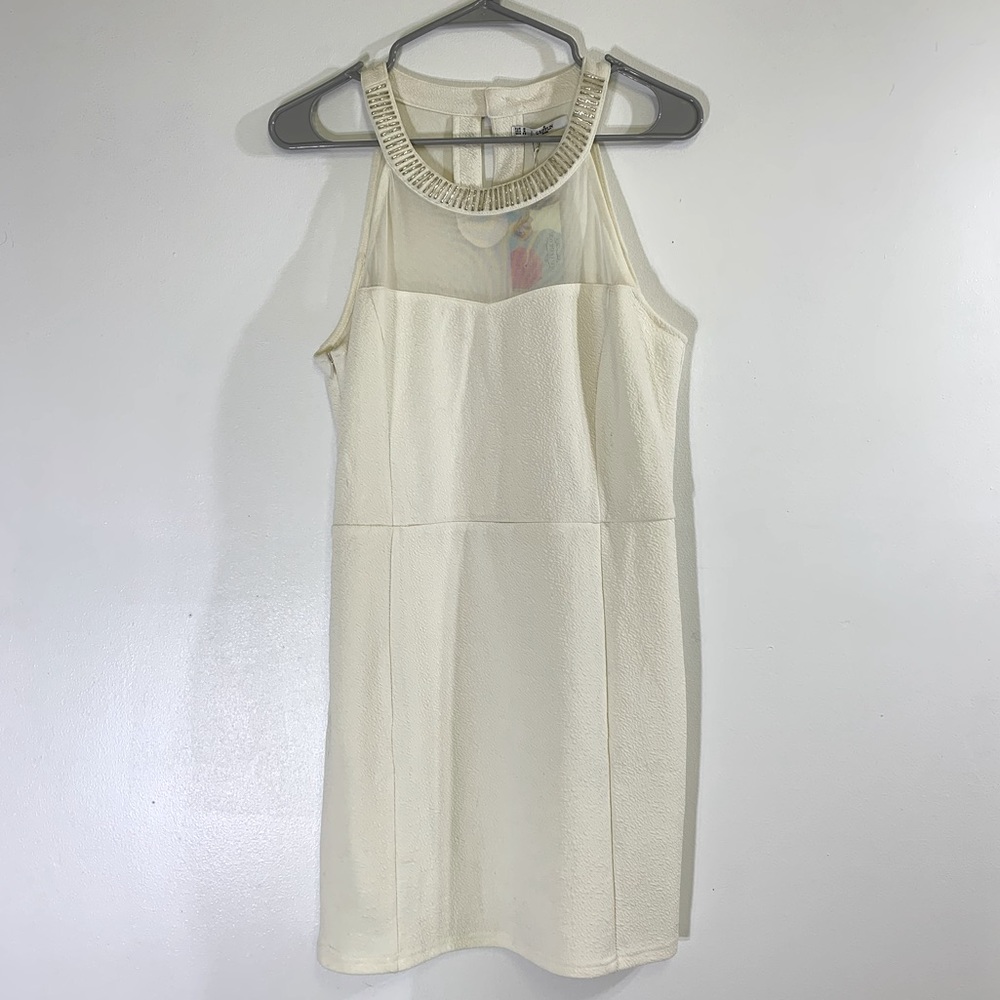 NWT Statement Neck Off-White Mini Dress